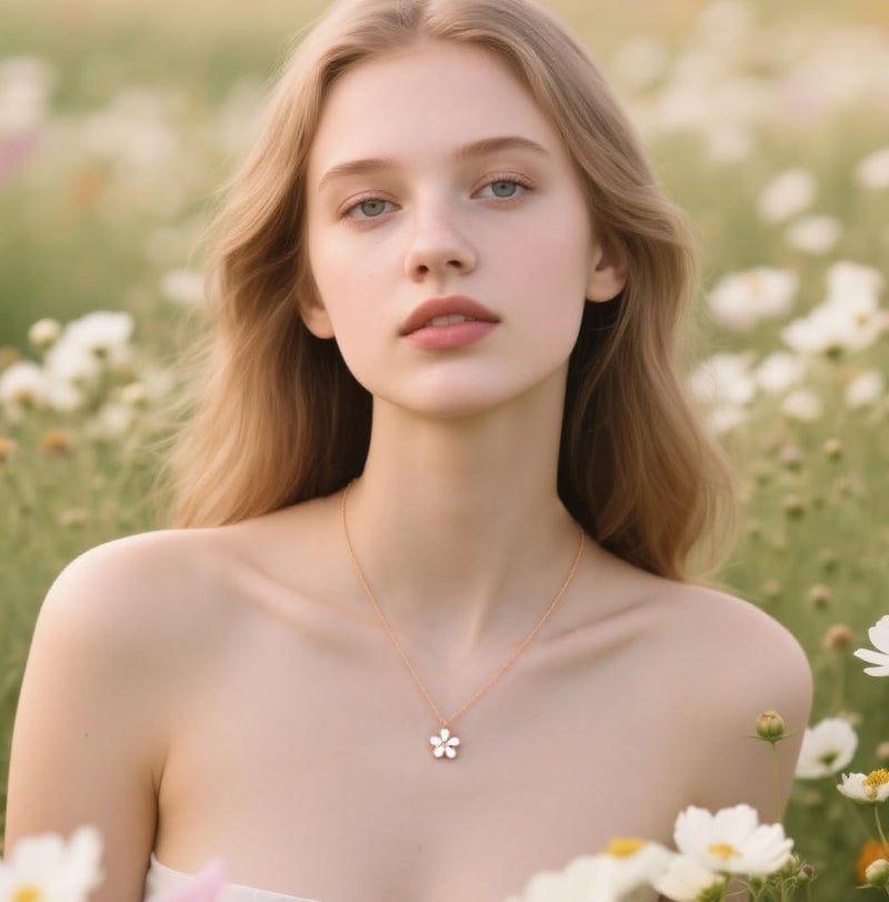 Reffeer Solid 925 Sterling Silver Daisy Flower Necklace Chain for Women Teen Girls Flower Pendant Necklace Choker - Image 2